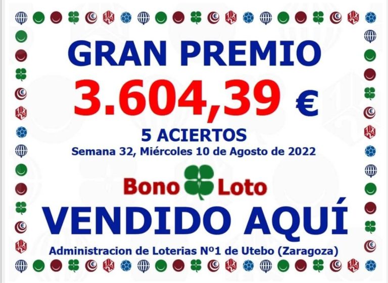 BonoLoto, 5 aciertos: 3.604,39€