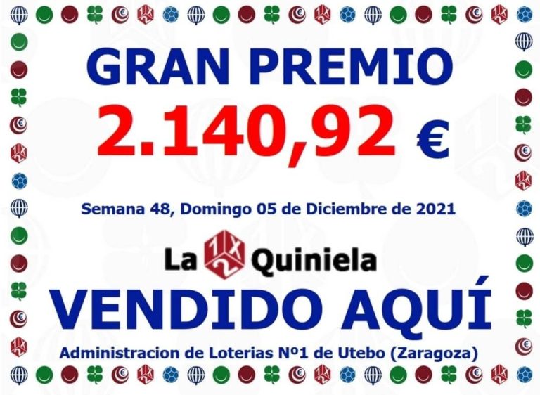 La Quiniela, Gran premio de 2.140,92€