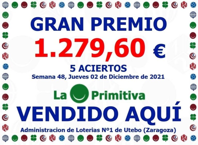 La Primitiva, gran premio de 1.279,60€