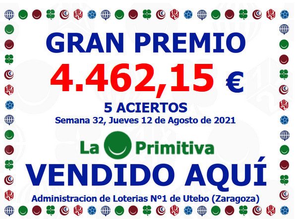 La Primitiva, 5 aciertos: 4.462,15€