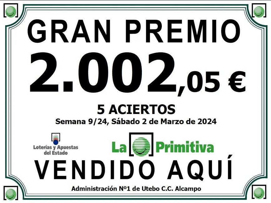 Premio repartido el 2 de Marzo de 2024