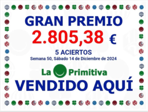 La Primitiva: Premio de 2.805,38€