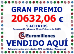 Euromillones: Gran premio de 20.632,06 €