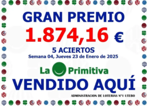 La Primitiva: Premio de 1.874,16 €